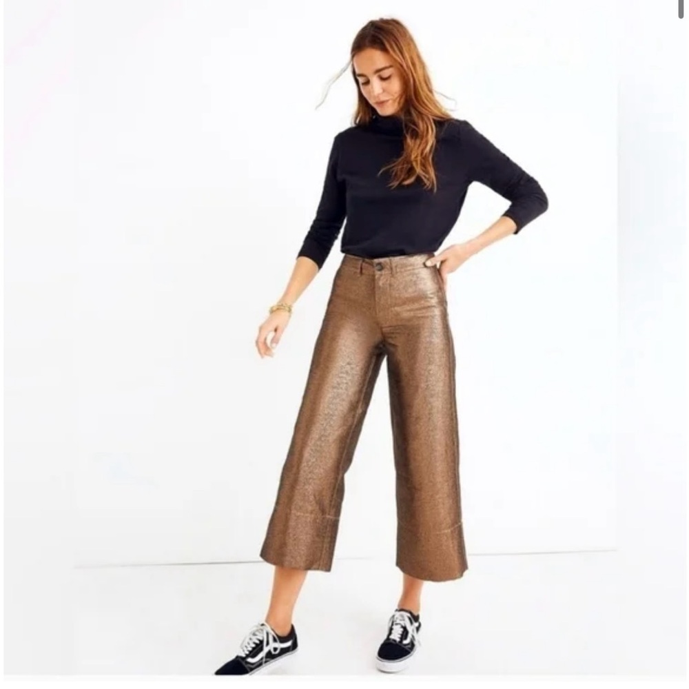 Madewell Slim Emmett Wide Leg Crop | Metallic Bronze | Size 26